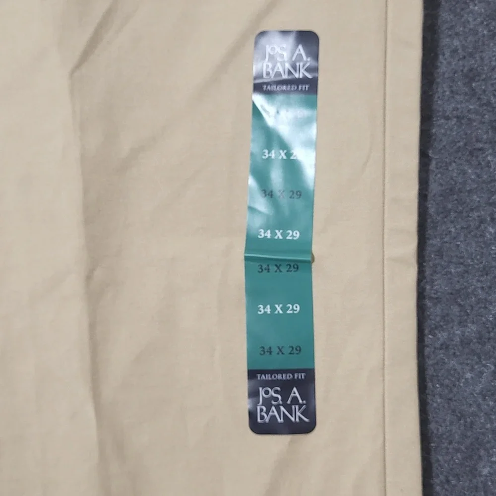 Jos. A. Bank Tailored Fit Chino Pants Mens 34x29 Tan Khaki Flat Front NEW